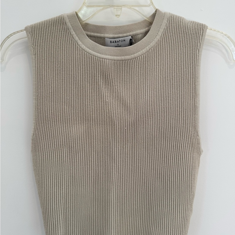 Aritzia Babaton Taupe Ribbed Tank Top